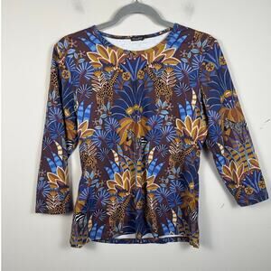 J. McLaughlin Catalina Cloth Zebra Safari Print Size Large 3/4 Sleeve EUC